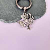 Owl Keyring, Owl Teacher Keyring, Silver Bag Charm, Animal Charm