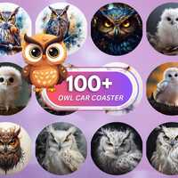 Owl Car Coaster 3D Baby Owl Car Coaster 100 PNG Colorful Owl Car Coaster Sublimation Designs Woodlan