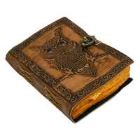Owl Leather Journal, Book of Shadows, Grimoure, Sketchbook, Handmade Leather Notebook, Anniversary G