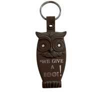 Vintage 1970's "We Give A Hoot" owl keychain for White's Boots/Shoe Shop