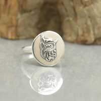 Sterling silver Celestial Owl ring.Moon phases Ring.Spiritual ring Mystery magic jewelry.Artisan han