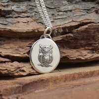 Sterling silver owl pendant.Handmade piece.Mystery,magic, spiritual pendant.Owl necklace,wax seal ne