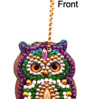 Finished Diamond Art - Owl Keychain/Zipper Pull - Double-sided Design