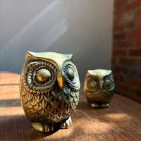 Pair of vintage brass owls 1970s home decor cuties