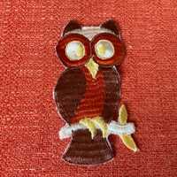 Owl patch embroidery vintage 70’s retro sew on  boho appliqué owl on branch wise owl pa