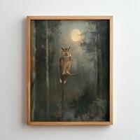 Owl Oil Painting Forest Wall Art Poster Bird Wall Decor Vintage Animals Poster Contemporary Wall Dec