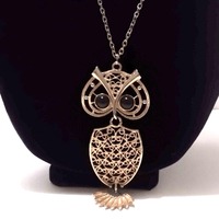 Vintage Sarah Coventry Nite Owl Articulated Owl Pendant Necklace 1974