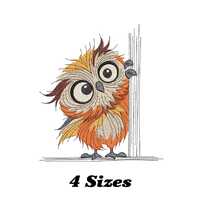 Cute Peeking Owl Embroidery Design, Peeking Owl Machine Embroidery Design, Peeking Owl Embroidery De
