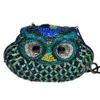 Austrian Crystal Owl Clutch Crystal Purse Crystal Blue Green Clutch