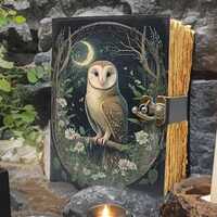 Owl Leather Journal: Vintage Book of Shadows, Wiccan Grimoire