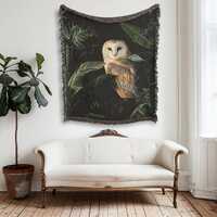 Barn Owl Woven Tapestry Blanket - Wildlife Home Accent, Nature Tapestry, Bird Lover Gift