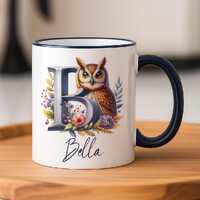Personalized Owl Mug, Custom Name Owl Coffee Cup, Bird Watcher Gift, Ornithologist Mug, Bird Lover G