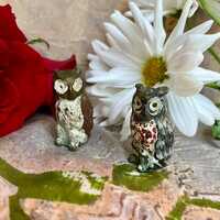 Two Vintage Cold-painted Bronze Owl Figurines