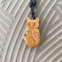 Hand Carved Wood Owl Necklace: Nature Jewelry Gift