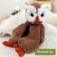 Crochet Owl Plush – Handmade Amigurumi Soft Toy – Baby Shower Gift – Nursery Decor