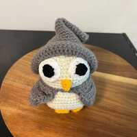 Baby owl witch - handmade crochet owl with hat and cape