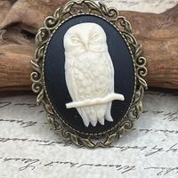Superb Owl-Inspired Brooch – Gothic Owl Cameo in Antique Bronze WWDITS Super bowl Horror Fando