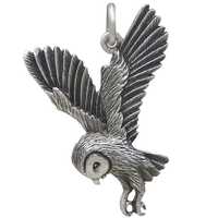 Sterling Silver Soaring Owl Charm 26x17mm - 1Pc Wholesale Price (3115)/1