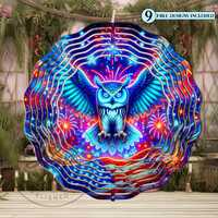 Patriotic Owl Wind Spinner PNG: American Flag 4th of July Sublimation (Digital Download)