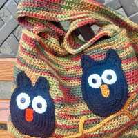 Crochet Crossbody Owl Bag, Crossbody Purse, Handmade Animal Purse, Owl Design Bag