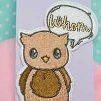 Whimsical Owl Embroidered Iron-On Patch | "Whom" Design | Cute Owl Accessory