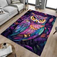 Owl Rug, Colorful Owl Rug, Night Bird Rug, Bird Rug, Animal Rug, Animal Design Rug, Color Owl Rug,Ow