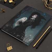 Gothic Owl Hardcover Journal, Witch Aesthetic Notebook, Fantasy Writing Diary, Dark Art Journal, Gif