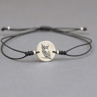 Sterling silver owl bracelet. Wax seal jewelry.Mens bracelet.Owl Mystery adjustable