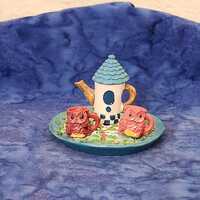 Birdhouse Miniature Tea Set with Owl Mugs Plate Home D&eacute;cor, Birthday Gift, Gift for Christmas