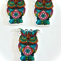 3 mandala owl Planar Resins, planars hairbows, hair bow centers, craft supplies, jewelry, bows, flat