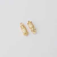 4PCS - Tiny Owl Bird Dangle Charm, Mini Gold Animal Lucky Pendant, Minimalist Parakeet Charms, Real 