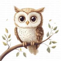 Owl Clipart | 5 High Quality JPG's | Digital Download | Whimsical Bird | Nocturnal Animal Art |