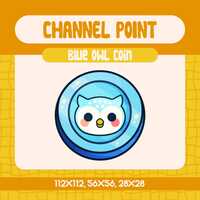 Kawaii Blue Owl Coin Channel Point, Twitch Emote (Digital Download)
