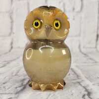 VTG Ducceschi Alabaster Owl Figurine Hand Carved 3.75 in Bird Italy Home Decor