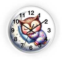 Cozy Owl Wall Clock - Cute Sleepy Owl Design, Perfect for Kids Room Decor, Nursery, Gift for Animal 