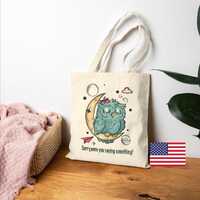 Cute ADHD Owl Quote Cotton Tote Bag , Perfect for Gift, Eco-Friendly Shopping, Everyday Use, Reusabl
