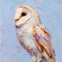 Barn Owl Impasto Oil Painting Textured Bird Wall Art Original Wildlife Portrait Rustic Animal Decor 