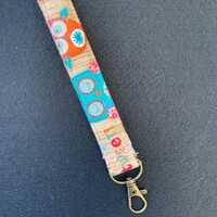 Owl Fabric Wristlet - Wristlet with lobster clip - Wristlet key fob - Wristlet lanyard - Key fob key