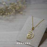 Collar Buho Sabio - Colgante de búho y Luna creciente - Acero Inoxidable bañado en Oro