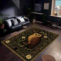 Owl Rug – Gothic Cottagecore Animal Carpet, Dark Academia Aesthetic Floor Mat, Nature Lover Gi