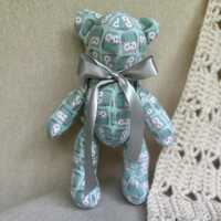 Handmade Flannel Teddy Bear: Pastel Owl Print, Newborn Safe