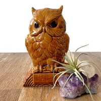 Vintage Wise Brown Ceramic Owl Bank 6"