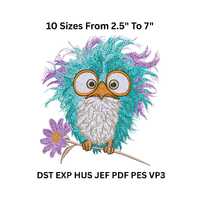 Owl Machine Embroidery Design – Cute Funny Bird Pattern, Instant Download, 10 Sizes (2.5"