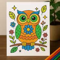Set of 3 Owl Coloring Pages for Kids – Printable Animal Coloring Sheets | Cute Woodland Birds 