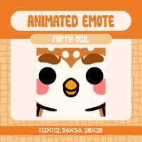 Kawaii Brown Owl Flirty Animated Emote for Twitch, Funny Eyebrow Wiggle Emote for Streamers and Disc