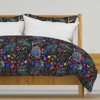 Neon Owls Bedding - Dark Night Owls - Neon Owls Floral Botanical Woodland Floral Clothing Printed Du