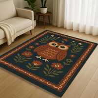 Owl Area Rug - Whimsical Home Decor, Animal Print Carpet, Nature Inspired Mat, Bird Lover Gift, Cozy