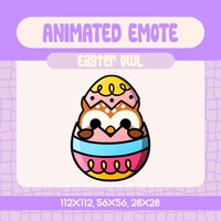 Kawaii Owl Easter Egg Animated Emote for Twitch, Discord (Digital Download)