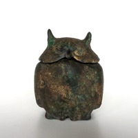Vintage Japanese Iron Owl Incense Burner, 1960s Large Brutalist Metal Art Bird