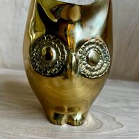 Mid-Century Brass Owl Planter Vase